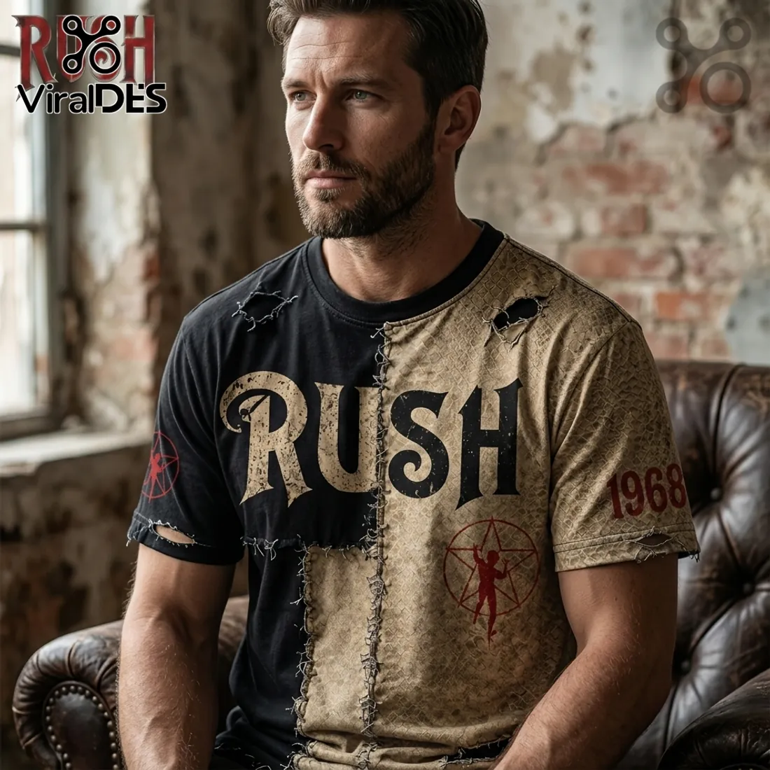 Rush Band 1968 Vintage Two-Tone Distressed T-Shirt Rush Band 1968 Vintage Two-Tone Distressed T-Shirt