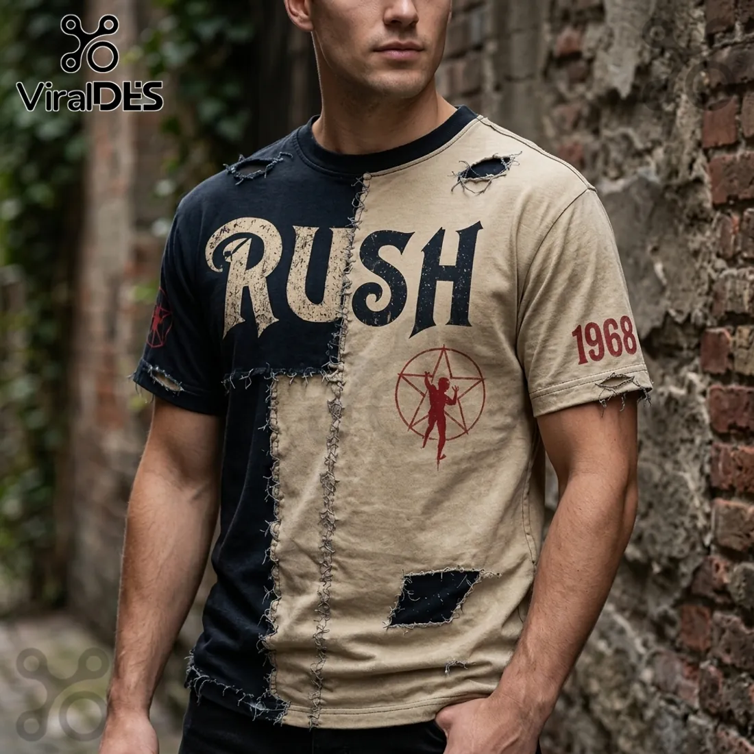 Rush Band 1968 Vintage Two-Tone Distressed T-Shirt Rush Band 1968 Vintage Two-Tone Distressed T-Shirt