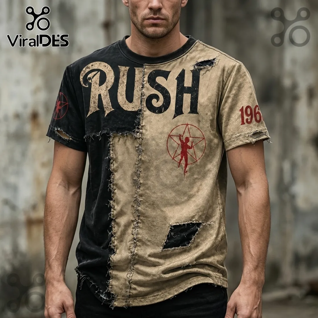 Rush Band 1968 Vintage Two-Tone Distressed T-Shirt Rush Band 1968 Vintage Two-Tone Distressed T-Shirt