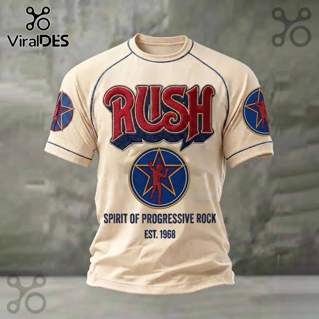 Rush Spirit of Progressive Rock Est 1968 Beige T-Shirt Rush Spirit of Progressive Rock Est 1968 Beige T-Shirt