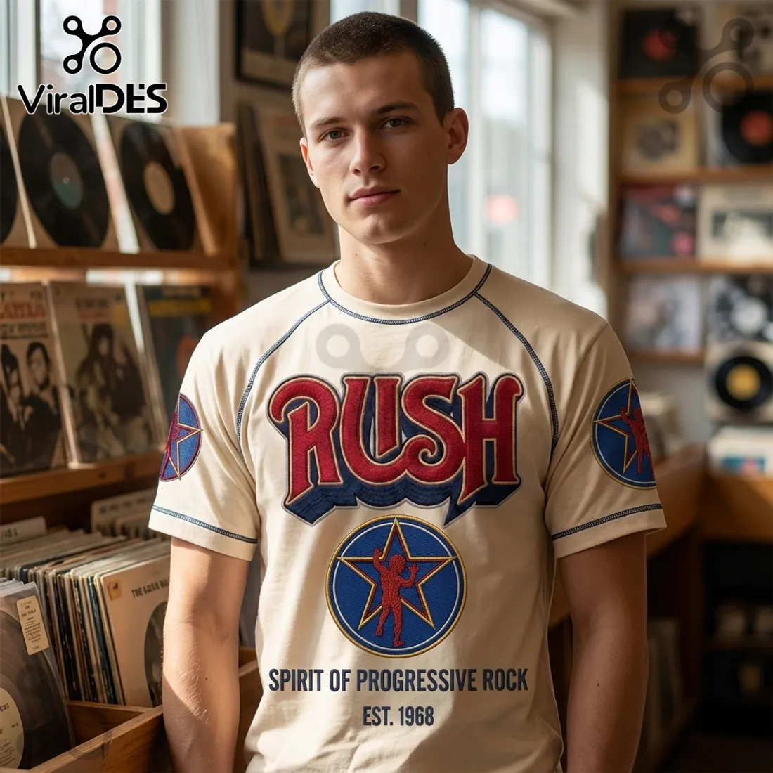 Rush Spirit of Progressive Rock Est 1968 Beige T-Shirt Rush Spirit of Progressive Rock Est 1968 Beige T-Shirt