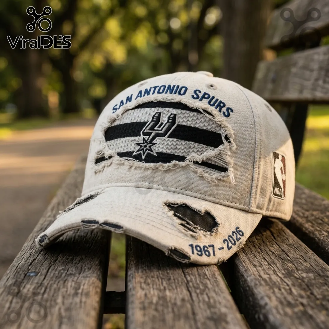 San Antonio Spurs 1967-2026 Anniversary Distressed Baseball Cap San Antonio Spurs 1967-2026 Anniversary Distressed Baseball Cap