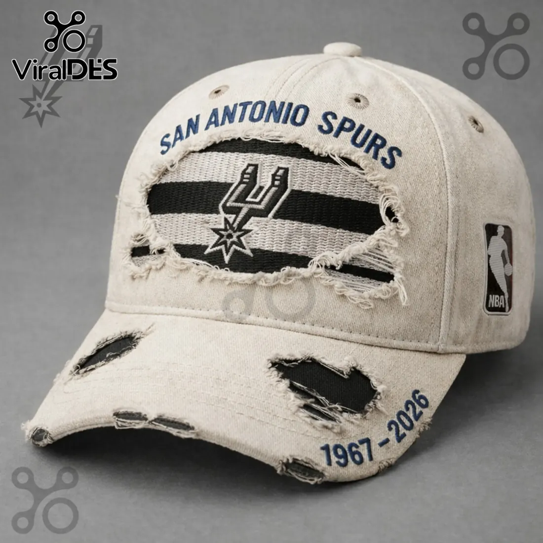 San Antonio Spurs 1967-2026 Anniversary Distressed Baseball Cap San Antonio Spurs 1967-2026 Anniversary Distressed Baseball Cap