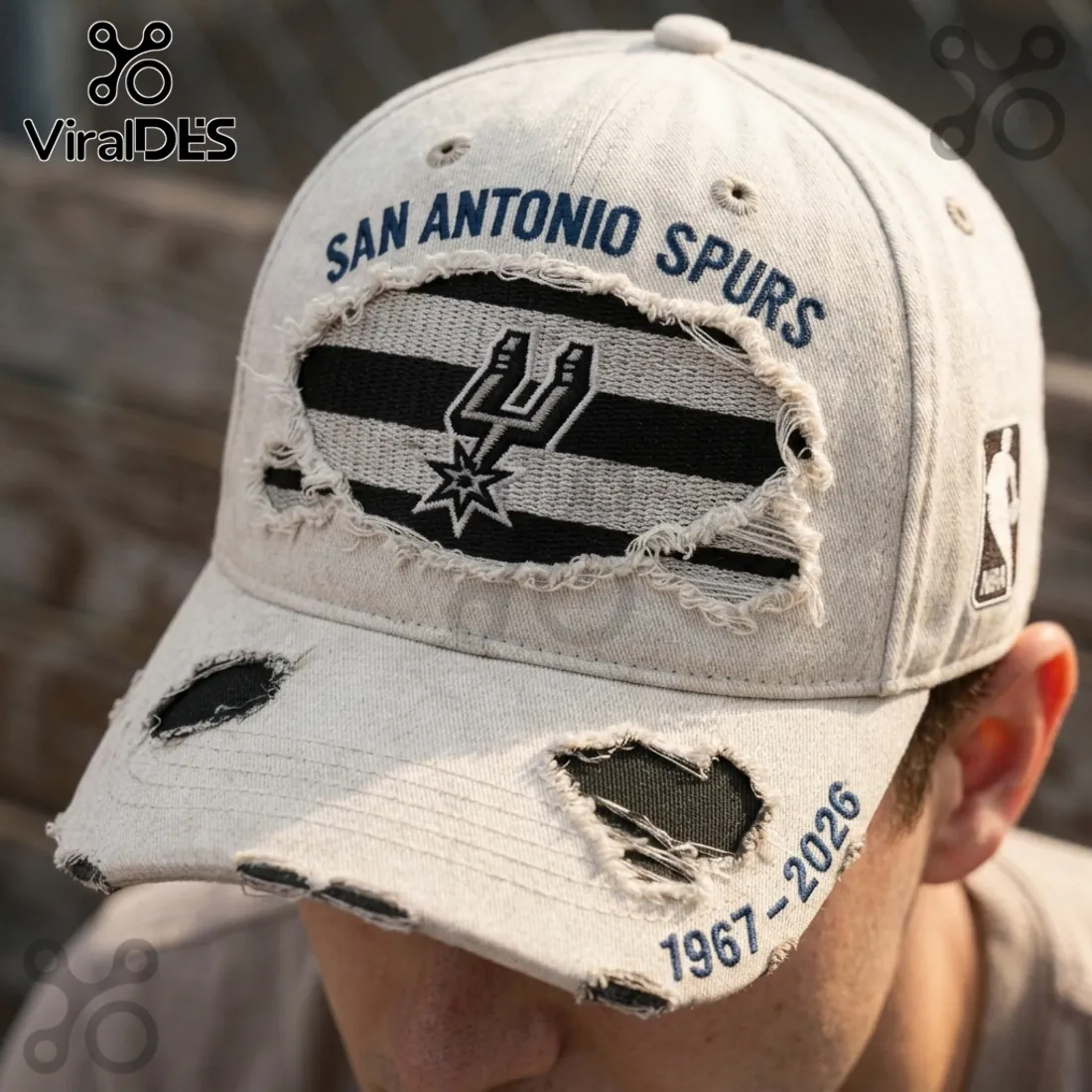 San Antonio Spurs 1967-2026 Anniversary Distressed Baseball Cap San Antonio Spurs 1967-2026 Anniversary Distressed Baseball Cap