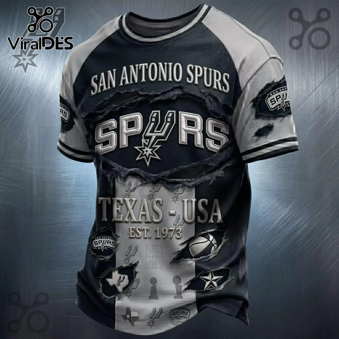 San Antonio Spurs 1973 Est Vintage Black and White T-Shirt San Antonio Spurs 1973 Est Vintage Black and White T-Shirt