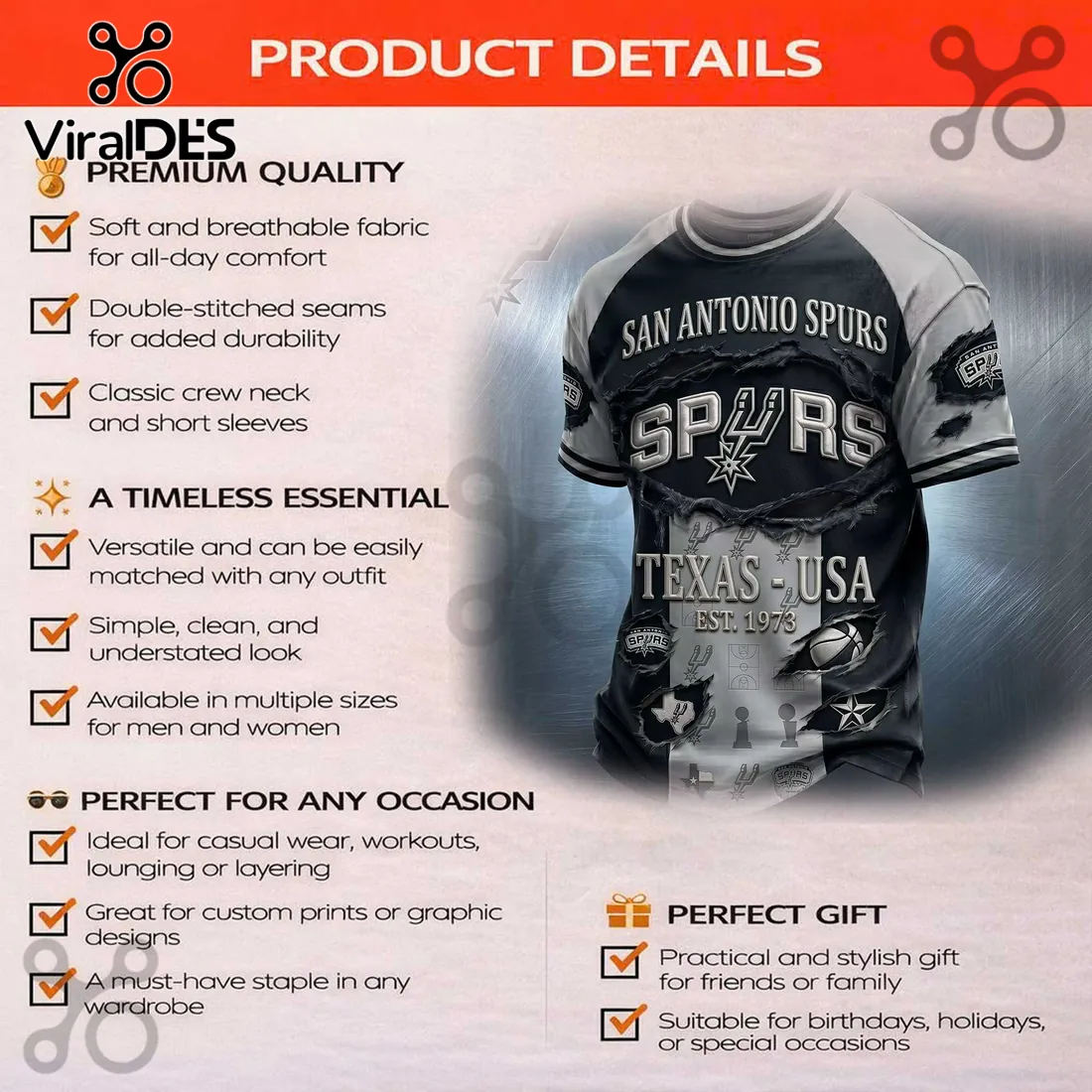 San Antonio Spurs 1973 Est Vintage Black and White T-Shirt San Antonio Spurs 1973 Est Vintage Black and White T-Shirt