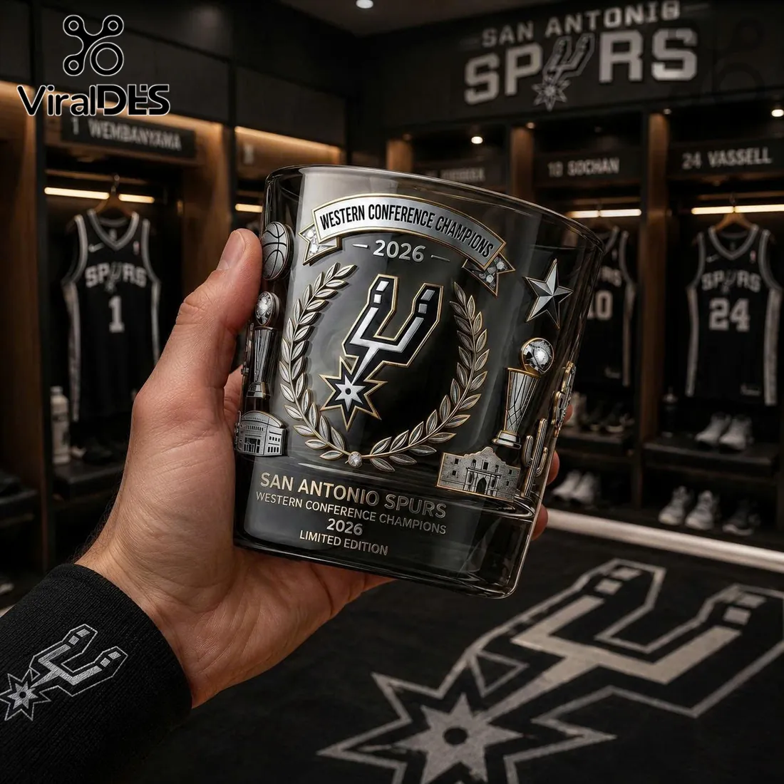 San Antonio Spurs 2026 Western Conference Champions Whiskey Glass San Antonio Spurs 2026 Western Conference Champions Whiskey Glass