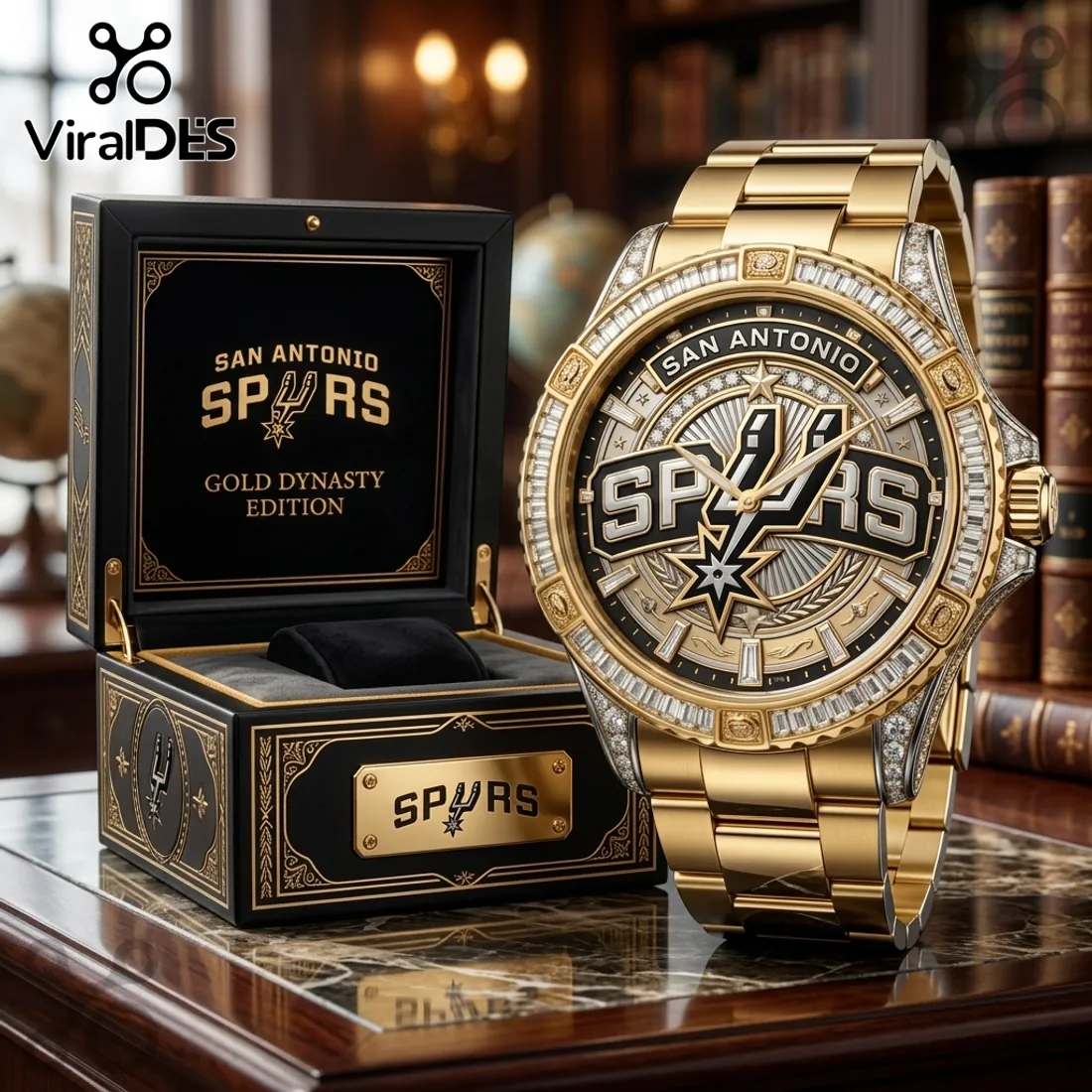 San Antonio Spurs Gold Premium Diamond Men’s Watch San Antonio Spurs Gold Premium Diamond Men’s Watch