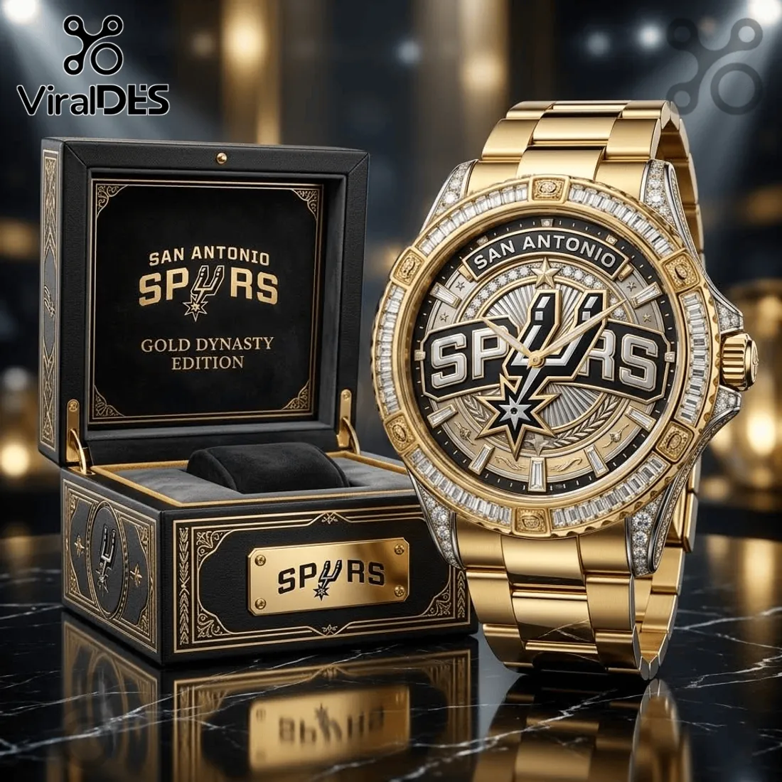 San Antonio Spurs Gold Premium Diamond Men’s Watch San Antonio Spurs Gold Premium Diamond Men’s Watch