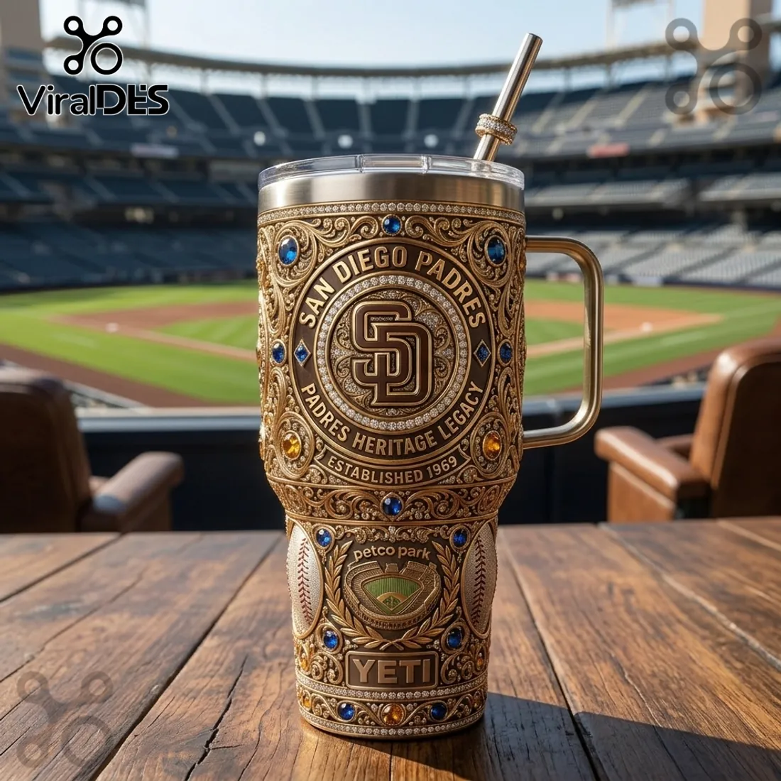 San Diego Padres Luxury Gold Engraved 40oz Tumbler San Diego Padres Luxury Gold Engraved 40oz Tumbler