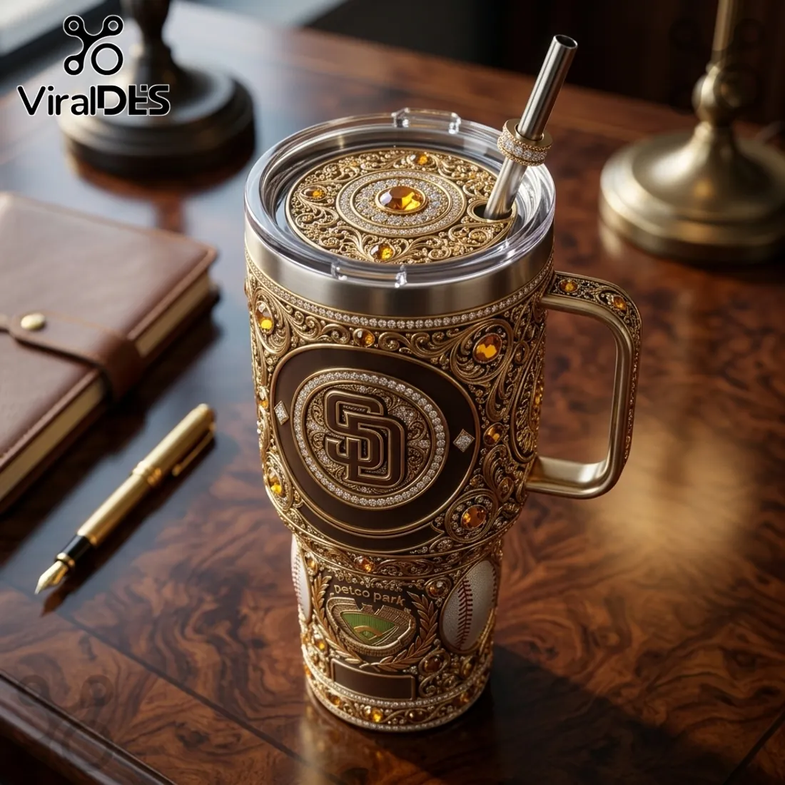 San Diego Padres Luxury Gold Engraved 40oz Tumbler San Diego Padres Luxury Gold Engraved 40oz Tumbler