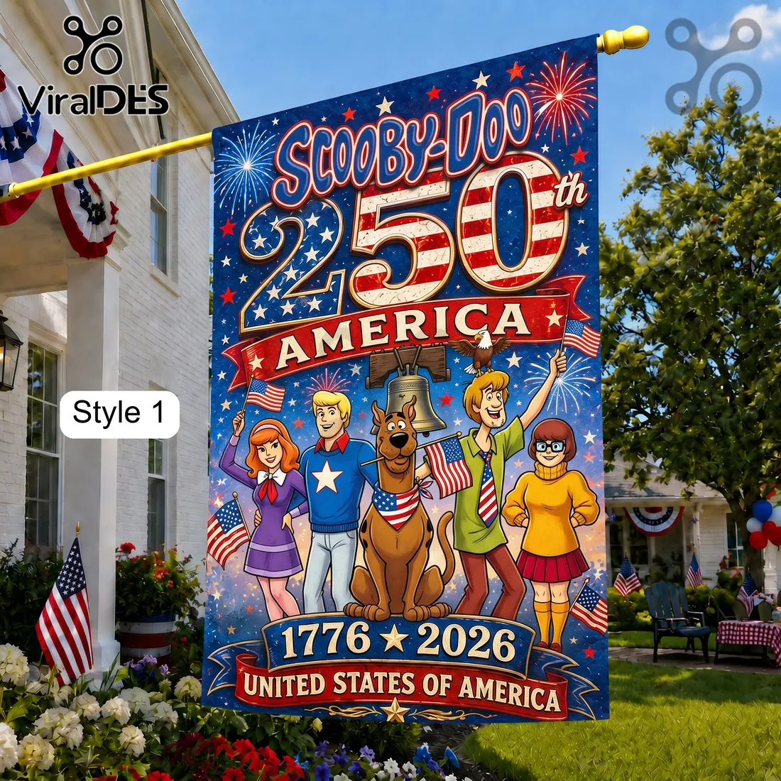 Scooby-Doo x America 250th Anniversary Patriotic Garden Flag Scooby-Doo x America 250th Anniversary Patriotic Garden Flag