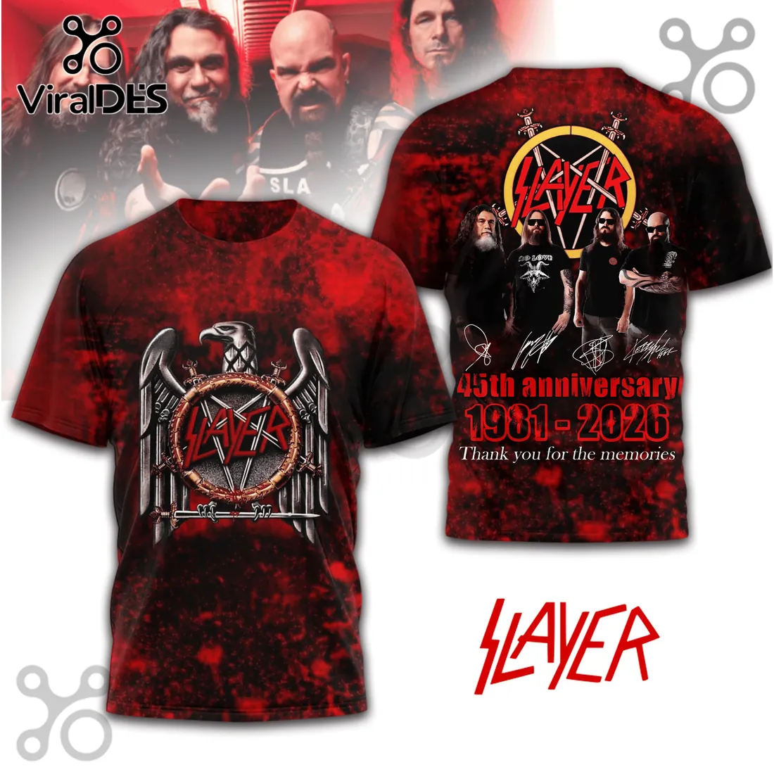 Slayer 45th Anniversary 1981-2026 Commemorative Cotton T-Shirt Slayer 45th Anniversary 1981-2026 Commemorative Cotton T-Shirt
