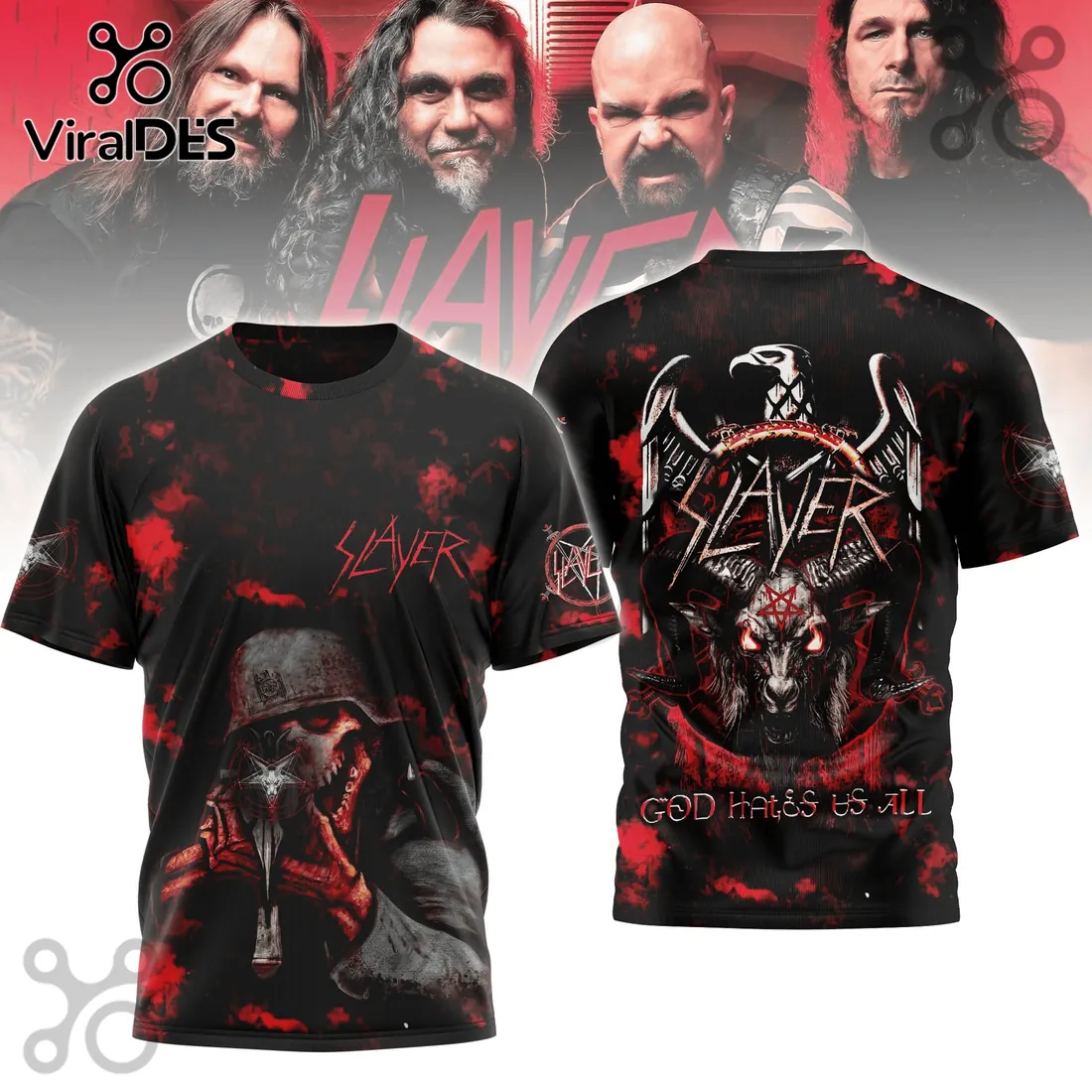 Slayer God Hates Us All Black and Red Cotton T-Shirt Slayer God Hates Us All Black and Red Cotton T-Shirt