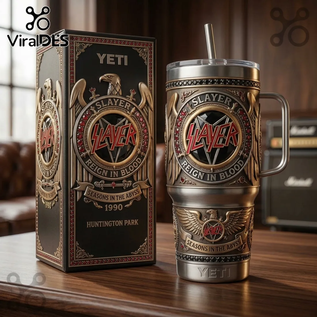 Slayer x Yeti Reign in Blood 1990 3D Relief Collectible Handle Tumbler Slayer x Yeti Reign in Blood 1990 3D Relief Collectible Handle Tumbler
