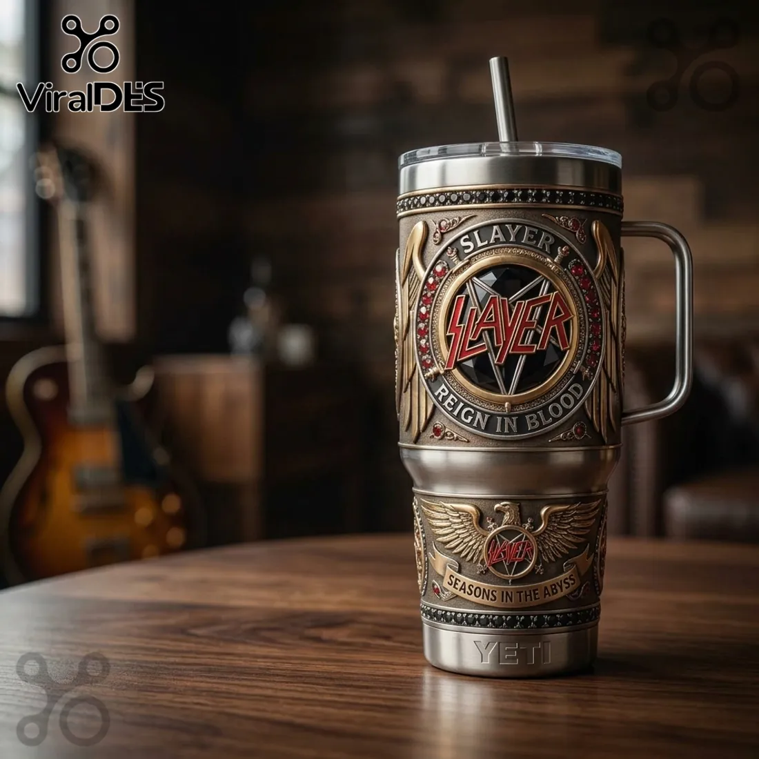 Slayer x Yeti Reign in Blood 1990 3D Relief Collectible Handle Tumbler Slayer x Yeti Reign in Blood 1990 3D Relief Collectible Handle Tumbler