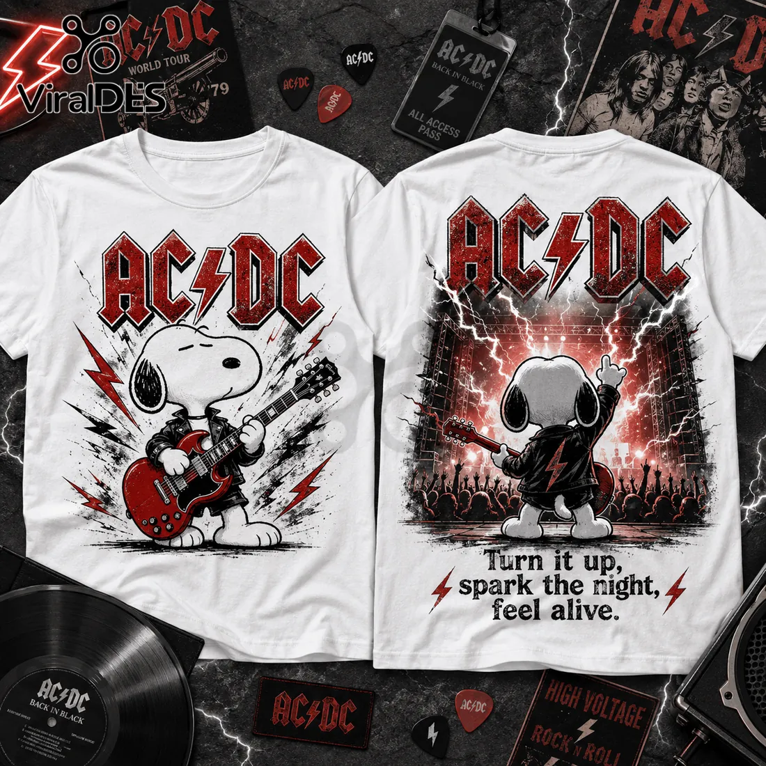 Snoopy x AC/DC Rock Music T-Shirt 2026 Snoopy x AC/DC Rock Music T-Shirt 2026