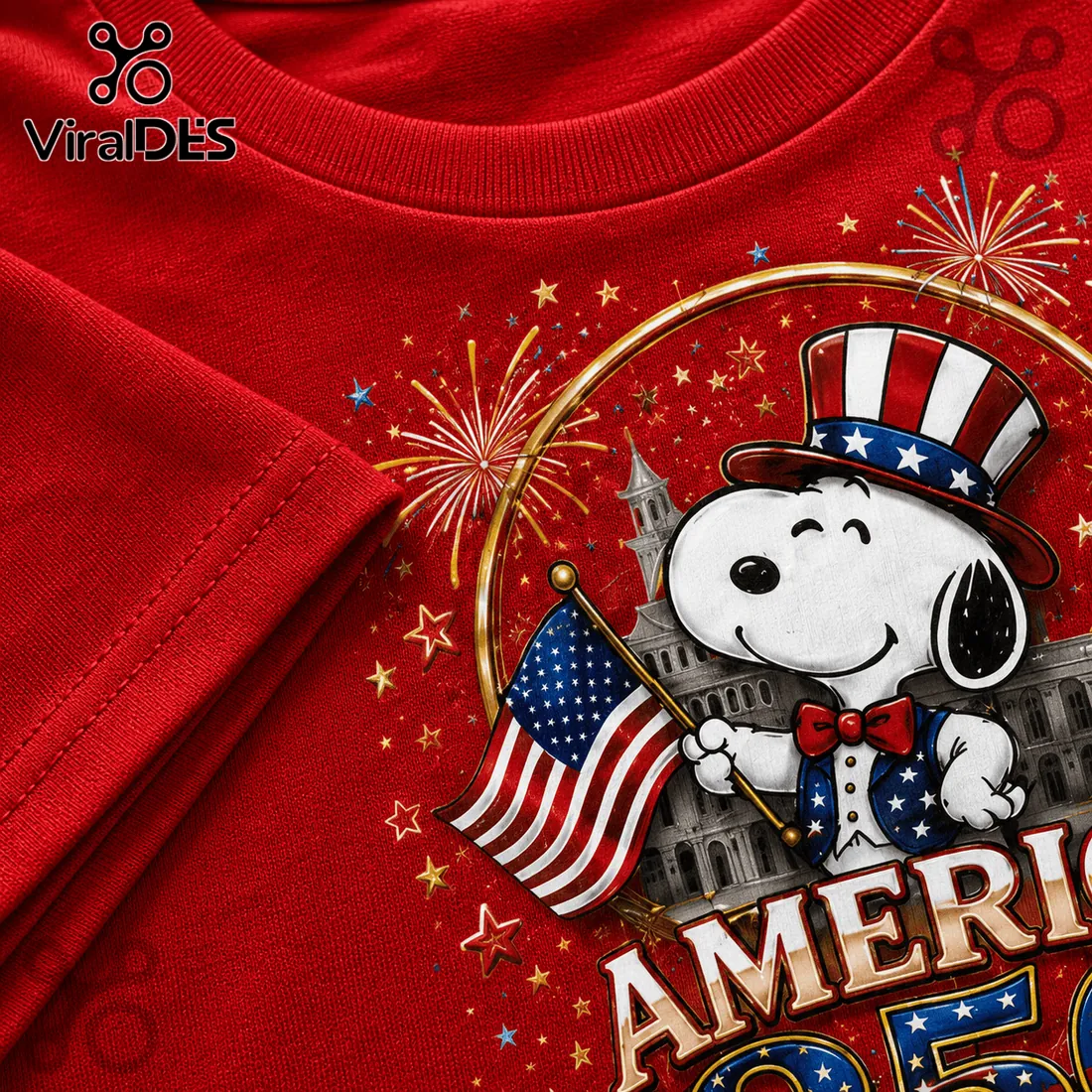 Snoopy x America 250th Anniversary Patriotic 3D T-Shirt Snoopy x America 250th Anniversary Patriotic 3D T-Shirt