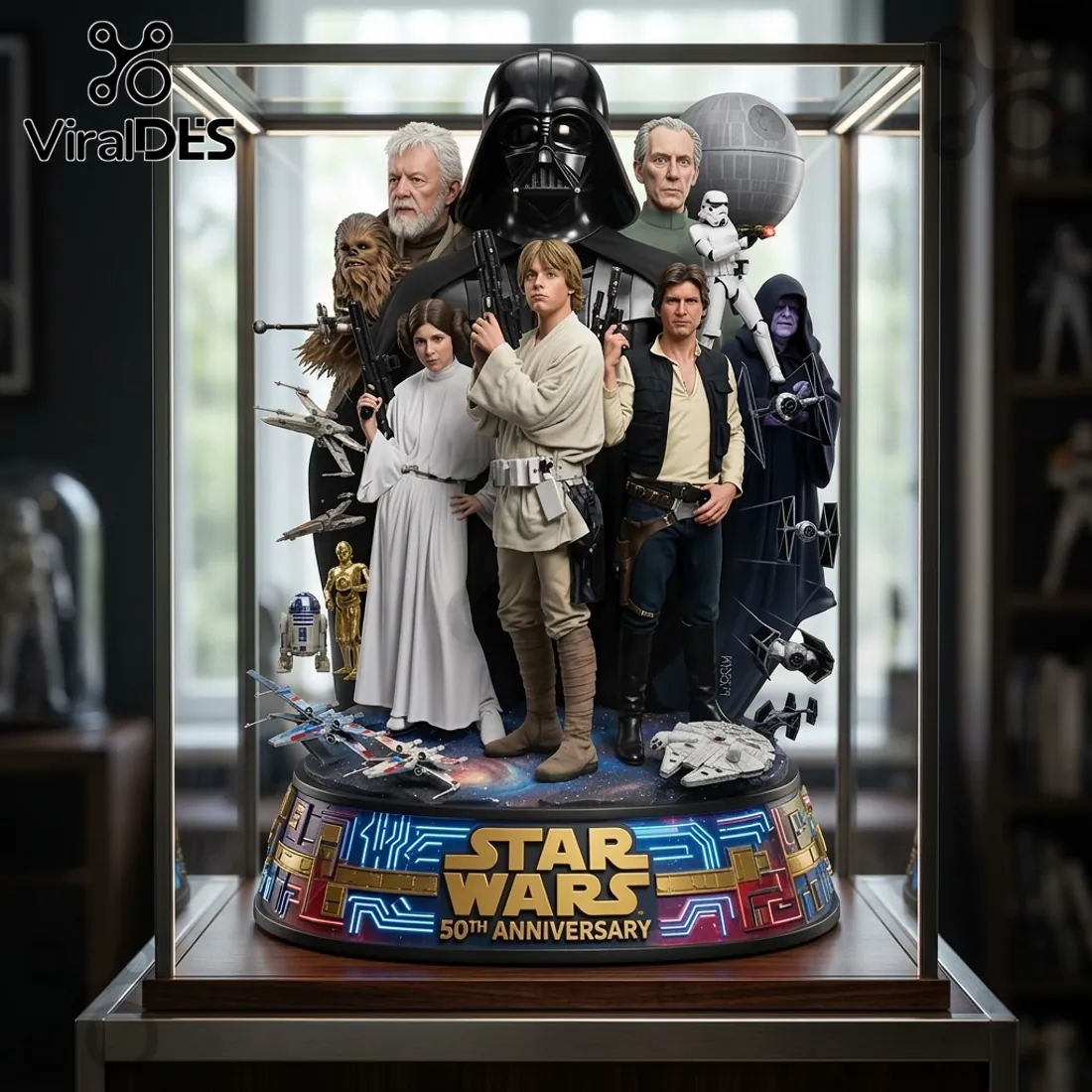Star Wars 50th Anniversary Sculpted Character Diorama Desktop Acrylic Plaque Star Wars 50th Anniversary Sculpted Character Diorama Desktop Acrylic Plaque