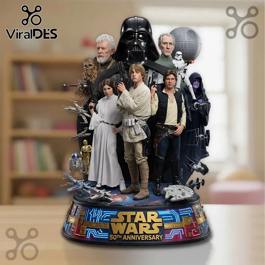 Star Wars 50th Anniversary Sculpted Character Diorama Desktop Acrylic Plaque Star Wars 50th Anniversary Sculpted Character Diorama Desktop Acrylic Plaque