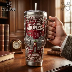 Oklahoma Sooners 2026 NCAA baseball national champions stainless steel tumbler with engraved stadium and team logo.!