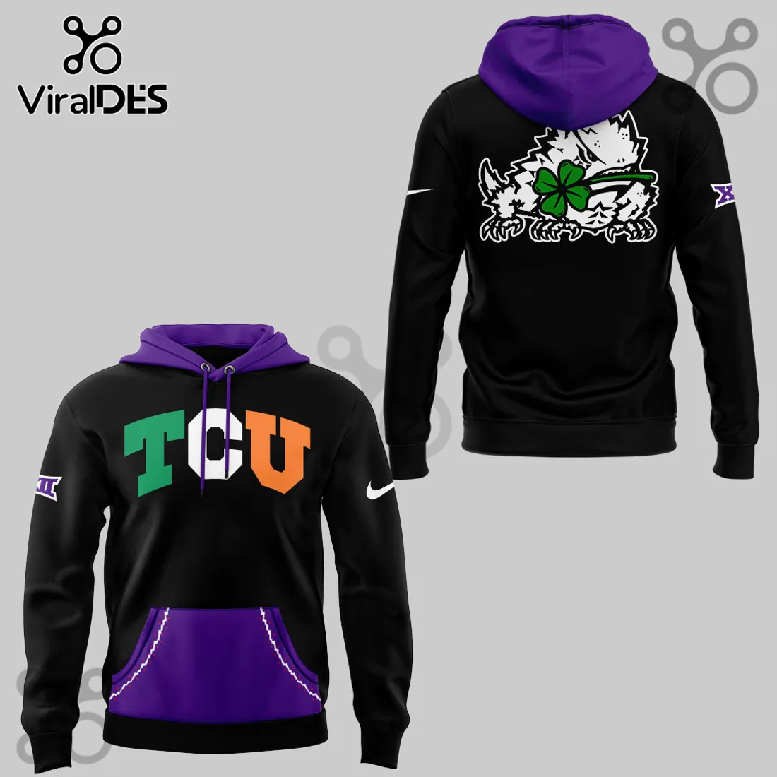 TCU Horned Frogs x Aer Lingus College Football Classic 2026 Black Mascot Hoodie TCU Horned Frogs x Aer Lingus College Football Classic 2026 Black Mascot Hoodie