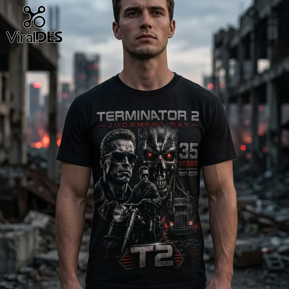 Terminator 2 Judgment Day 35th Anniversary 1991-2026 T-Shirt Terminator 2 Judgment Day 35th Anniversary 1991-2026 T-Shirt
