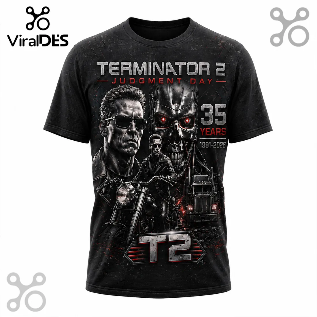 Terminator 2 Judgment Day 35th Anniversary 1991-2026 T-Shirt Terminator 2 Judgment Day 35th Anniversary 1991-2026 T-Shirt