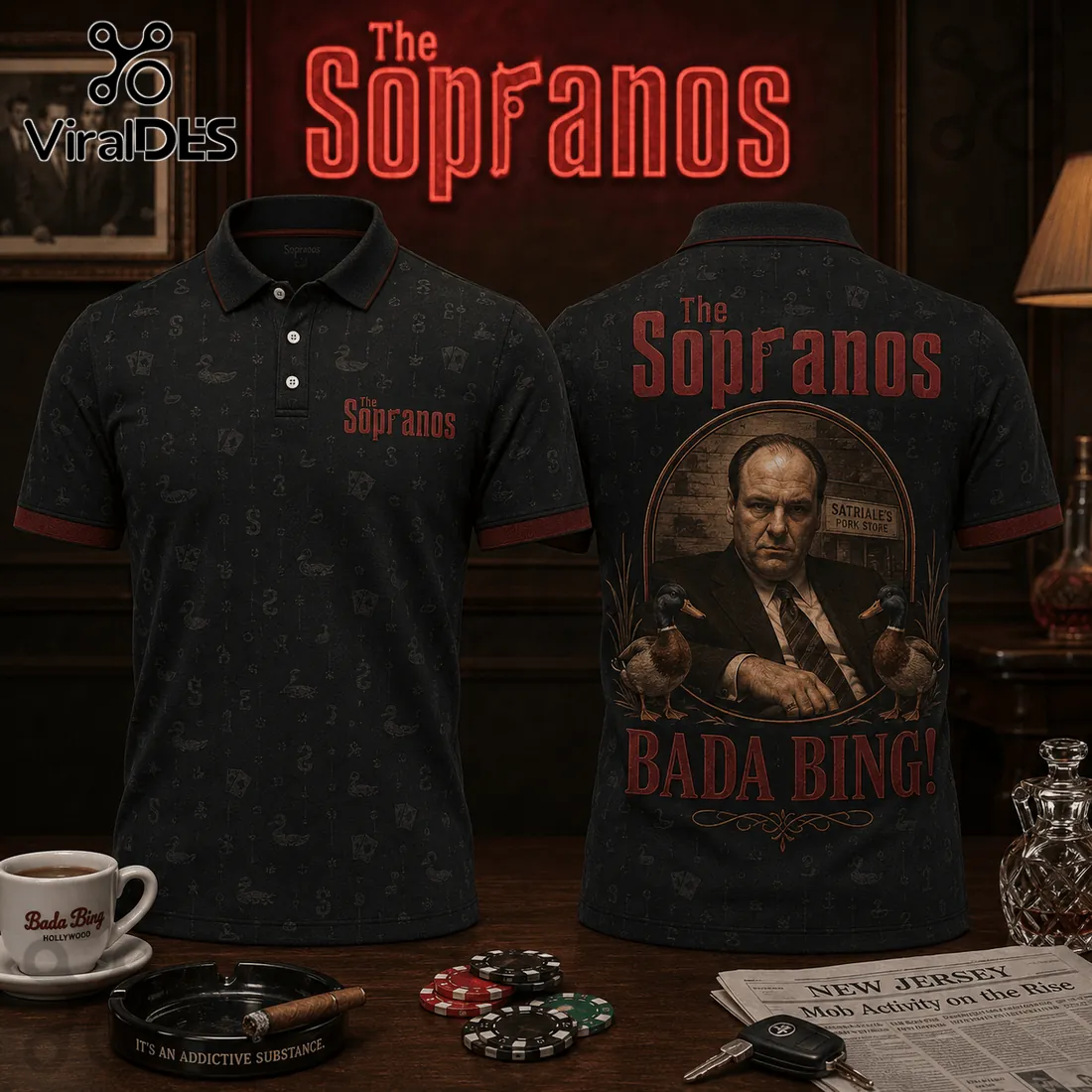 The Sopranos Satriale’s Pork Store Black Polo Shirt The Sopranos Satriale’s Pork Store Black Polo Shirt