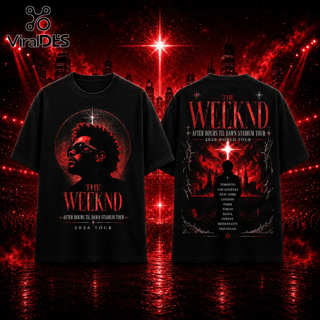 The Weeknd After Hours Til Dawn 2026 World Tour Black T-Shirt The Weeknd After Hours Til Dawn 2026 World Tour Black T-Shirt