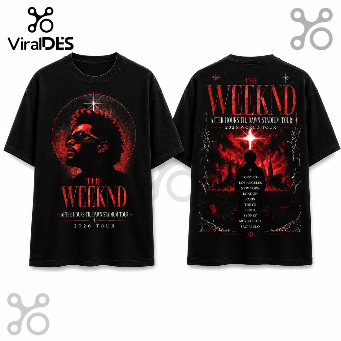 The Weeknd After Hours Til Dawn 2026 World Tour Black T-Shirt The Weeknd After Hours Til Dawn 2026 World Tour Black T-Shirt