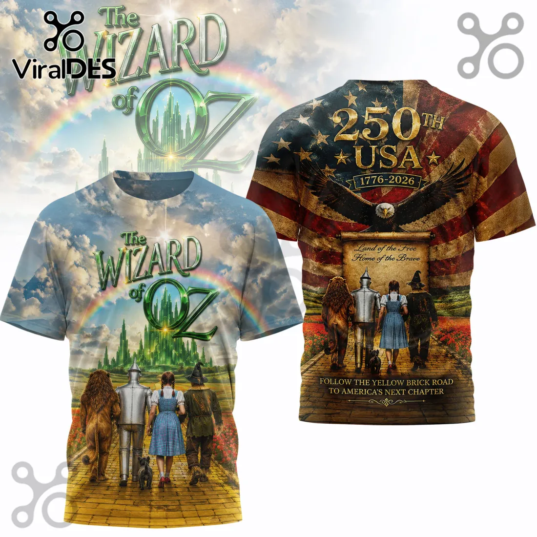 The Wizard of Oz x USA 250th Anniversary Patriotic Gift for Men 3D T-Shirt The Wizard of Oz x USA 250th Anniversary Patriotic Gift for Men 3D T-Shirt