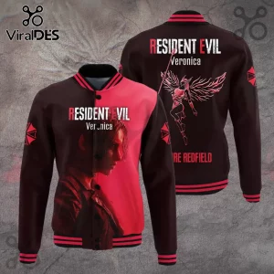 Resident Evil Code Veronica Claire Redfield Red and Black Baseball Varsity Jacket