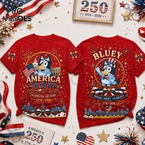 Bluey x America 250 Patriotic USA 1776-2026 Anniversary T-Shirt