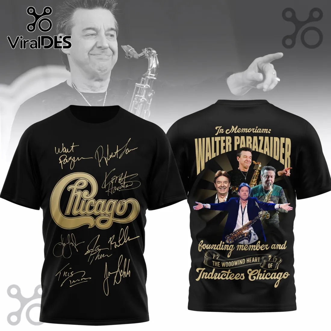 Walter Parazaider Chicago Band Tribute Signature Series Shirt Walter Parazaider Chicago Band Tribute Signature Series Shirt