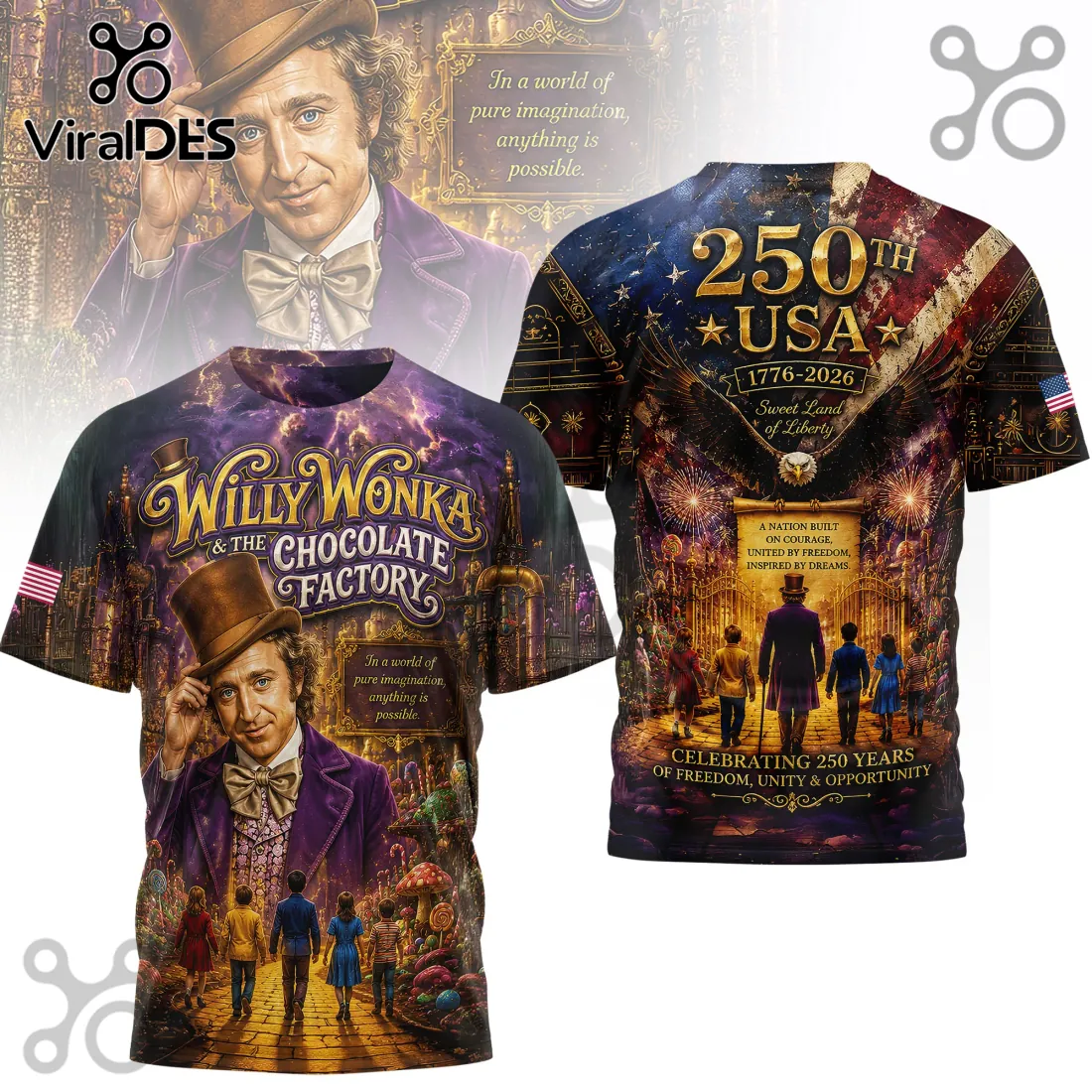 Willy Wonka x USA 250th Anniversary 1776-2026 Patriotic Gift for Men T-Shirt Willy Wonka x USA 250th Anniversary 1776-2026 Patriotic Gift for Men T-Shirt