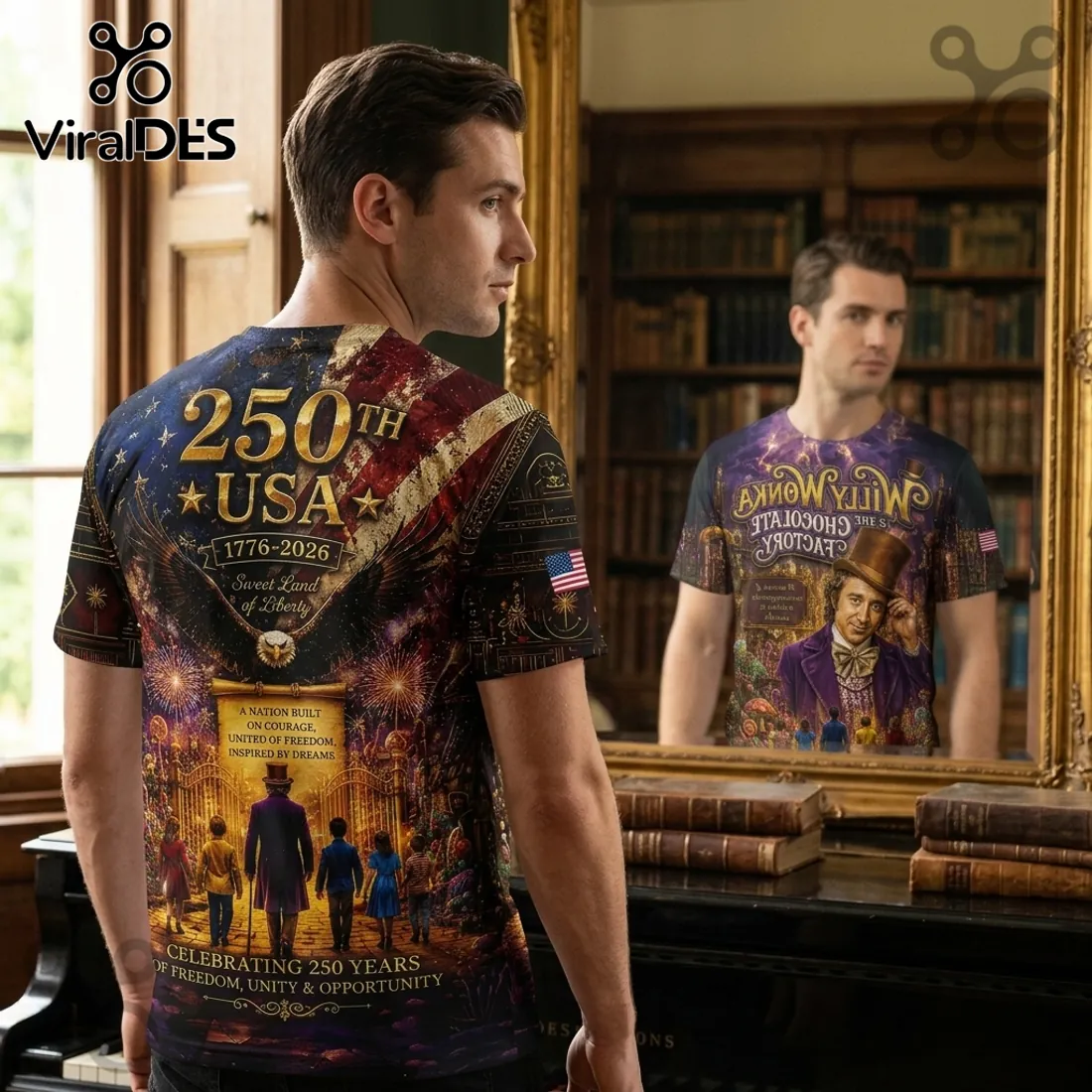 Willy Wonka x USA 250th Anniversary 1776-2026 Patriotic Gift for Men T-Shirt Willy Wonka x USA 250th Anniversary 1776-2026 Patriotic Gift for Men T-Shirt