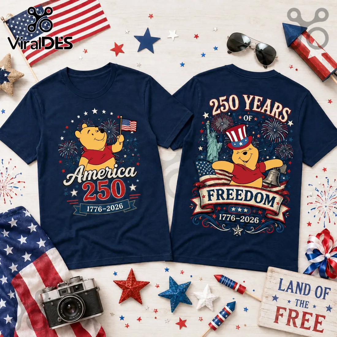 Winnie the Pooh America 250th Anniversary Patriotic Collectible T-Shirt Winnie the Pooh America 250th Anniversary Patriotic Collectible T-Shirt