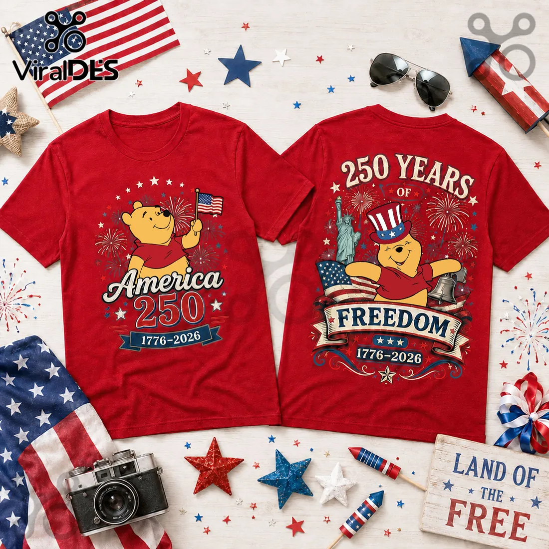 Winnie the Pooh America 250th Anniversary Patriotic Collectible T-Shirt Winnie the Pooh America 250th Anniversary Patriotic Collectible T-Shirt