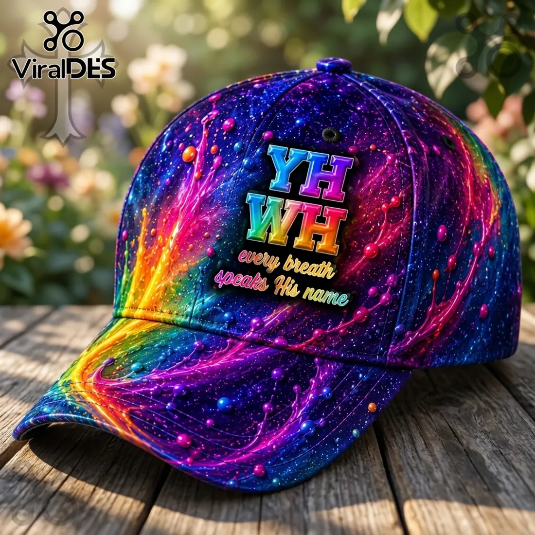 YHWH Religious Cosmic Galaxy Pattern Vibrant Baseball Cap YHWH Religious Cosmic Galaxy Pattern Vibrant Baseball Cap