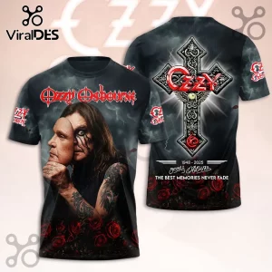 Ozzy Osbourne graphic t-shirt featuring front portrait with mask and back large gothic cross design with red roses.!