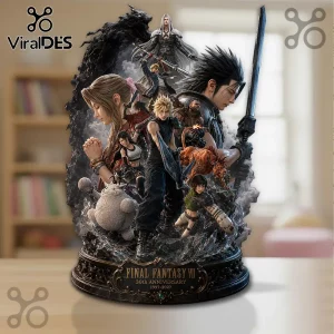 Final Fantasy VII 30th Anniversary resin statue featuring Cloud, Sephiroth, Aerith, Tifa, and party members on dark base.!