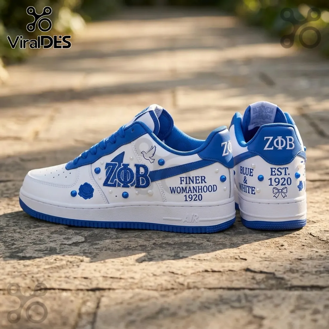 Zeta Phi Beta Sorority AF1 1920 Blue and White Air Force 1 Sneakers Zeta Phi Beta Sorority AF1 1920 Blue and White Air Force 1 Sneakers