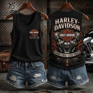 Harley-Davidson Flaming Black V-Neck Tank Top Harley-Davidson Flaming Black V-Neck Tank Top