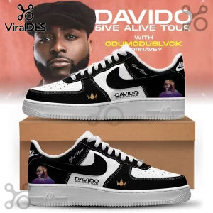 Davido 5ive Alive Tour Black and White Air Force 1 Sneakers