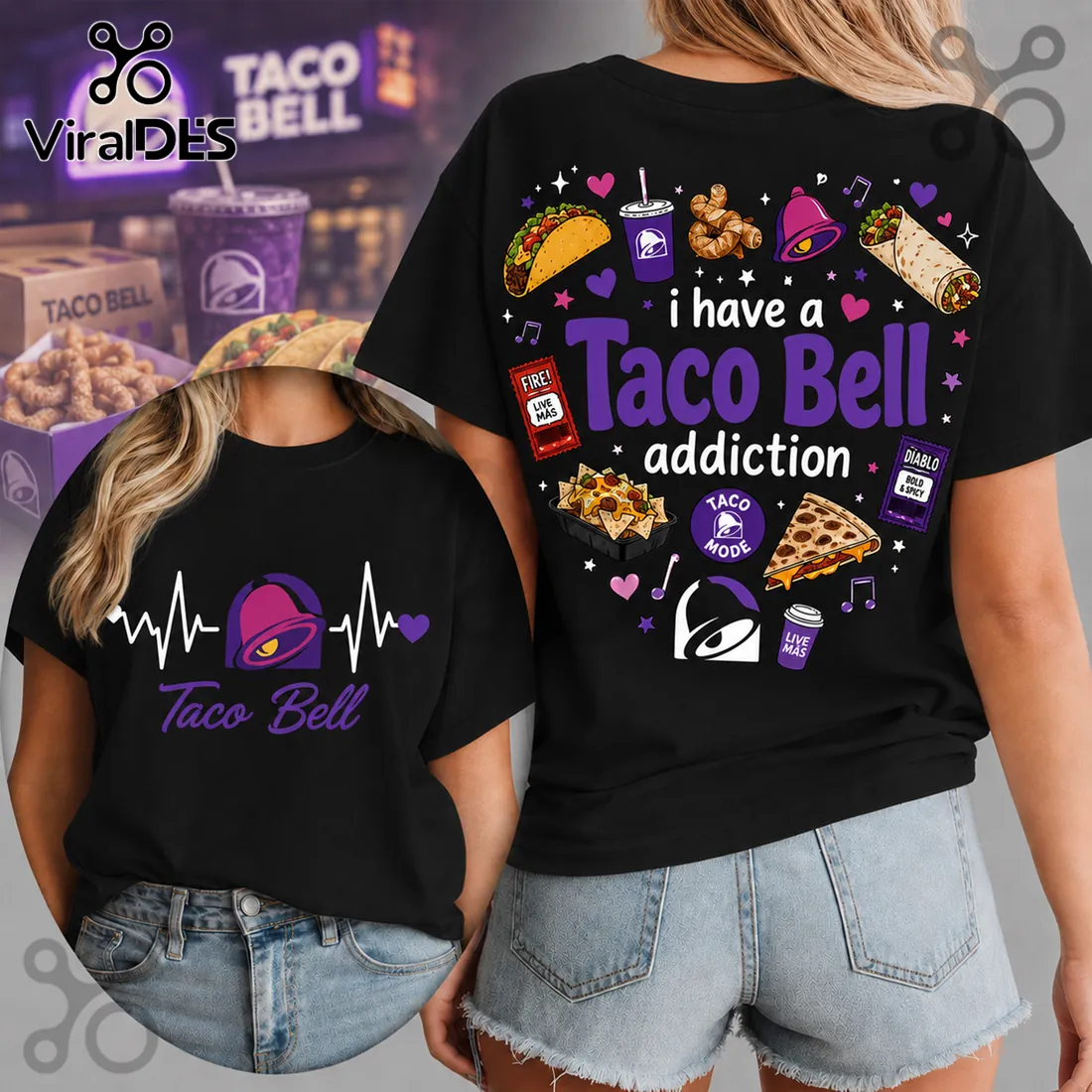 2026 Taco Bell Heartbeat Logo White T-Shirt 2026 Taco Bell Heartbeat Logo White T-Shirt