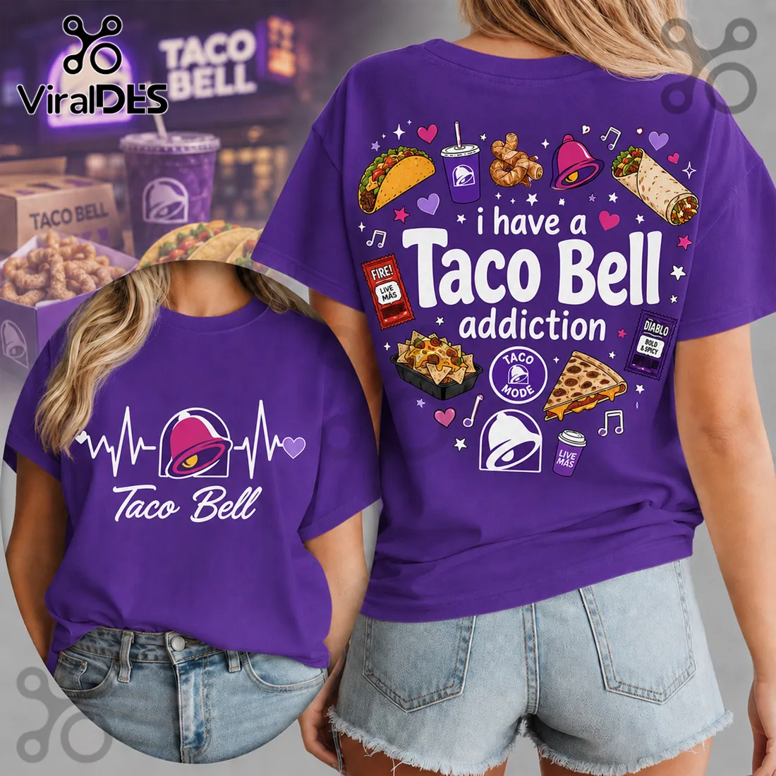 2026 Taco Bell Heartbeat Logo White T-Shirt 2026 Taco Bell Heartbeat Logo White T-Shirt