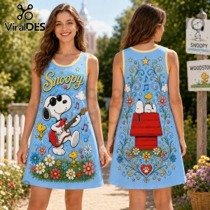 Snoopy Light Blue Casual Summer Women Dress Snoopy Light Blue Casual Summer Women Dress