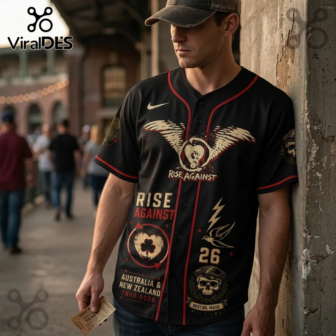 Rise Against x Dropkick Murphys 2026 Tour Black Baseball Jersey Rise Against x Dropkick Murphys 2026 Tour Black Baseball Jersey