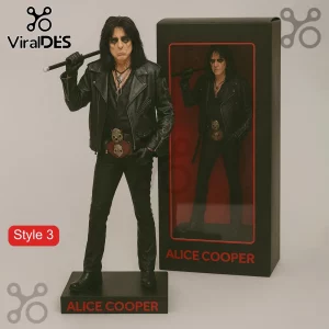 Alice Cooper Rock Legend Limited Edition Acrylic Plaque featuring a 3D figure in a leather jacket with a cane.